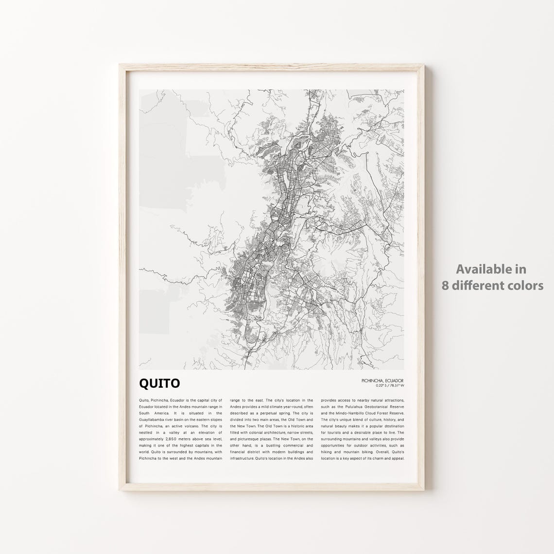 Quito Ecuador Capital Andes Minimalist City Map Street Grid Poster