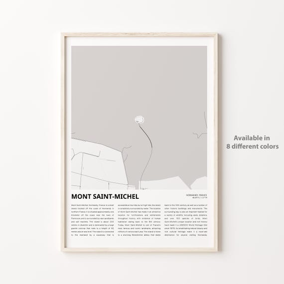 Mont Saint-Michel France Minimalist Map Poster Normandy Travel Art