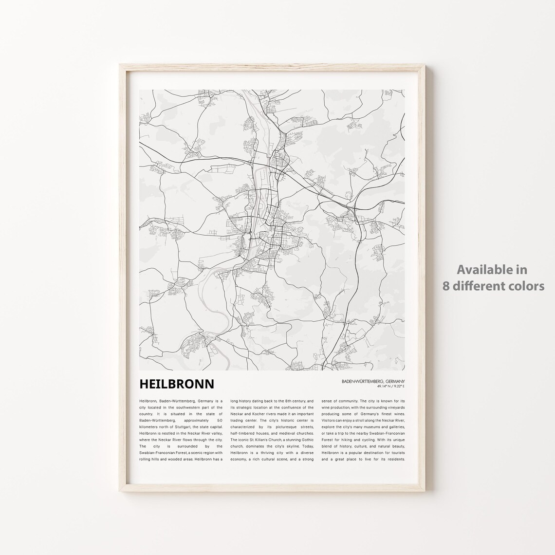 Heilbronn Germany Minimalist City Street Map Travel Decor Poster