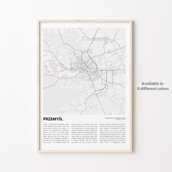 Przemyśl Poland Historic City Minimalist Map Street Grid Poster