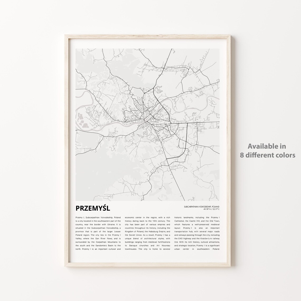 Przemyśl Poland Historic City Minimalist Map Street Grid Poster