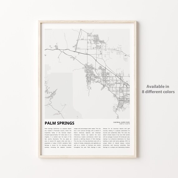 Palm Springs California Desert Minimal Street Map City Poster