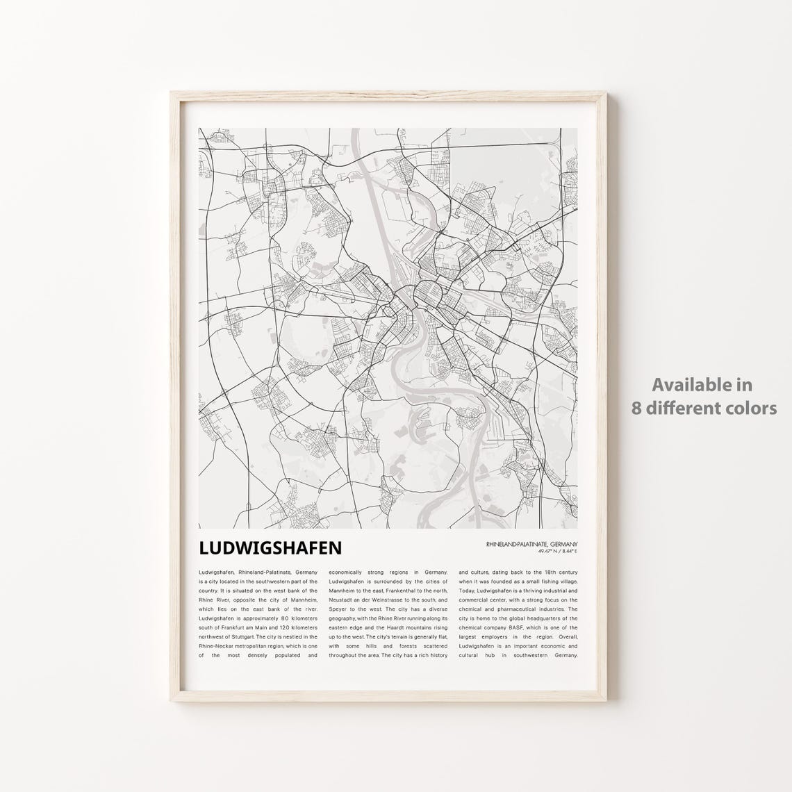 Ludwigshafen Map Print Travel Wall Decor Art Rhinelandpalatinate Housewarming Gift