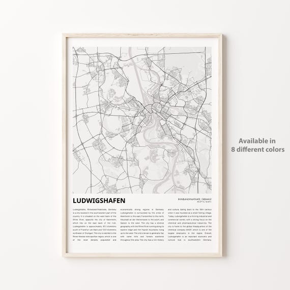 Ludwigshafen Map Print Travel Wall Decor Art Rhinelandpalatinate Housewarming Gift