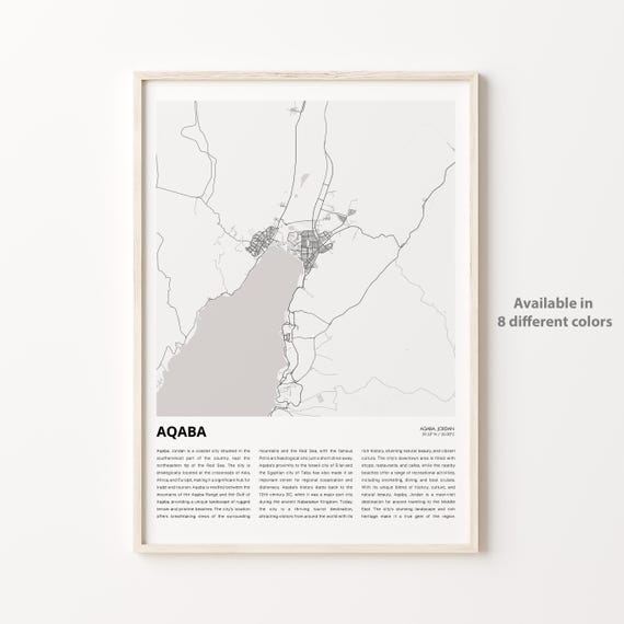 Aqaba Map Print Travel Wall Decor Art Housewarming Gift