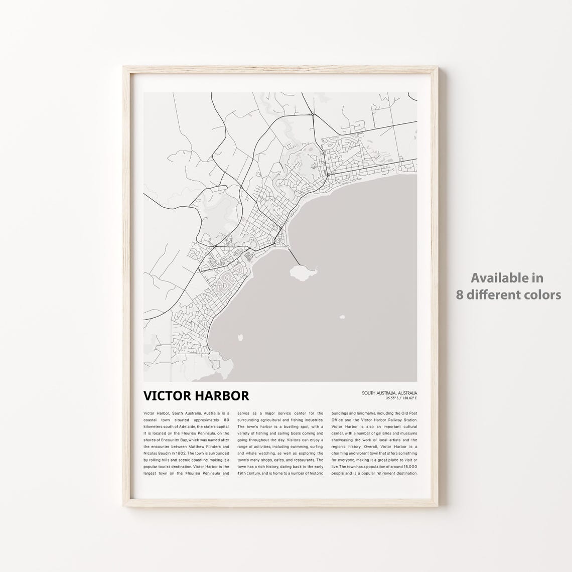 Victor Harbor South Australia Coast City Street Map Art Poster