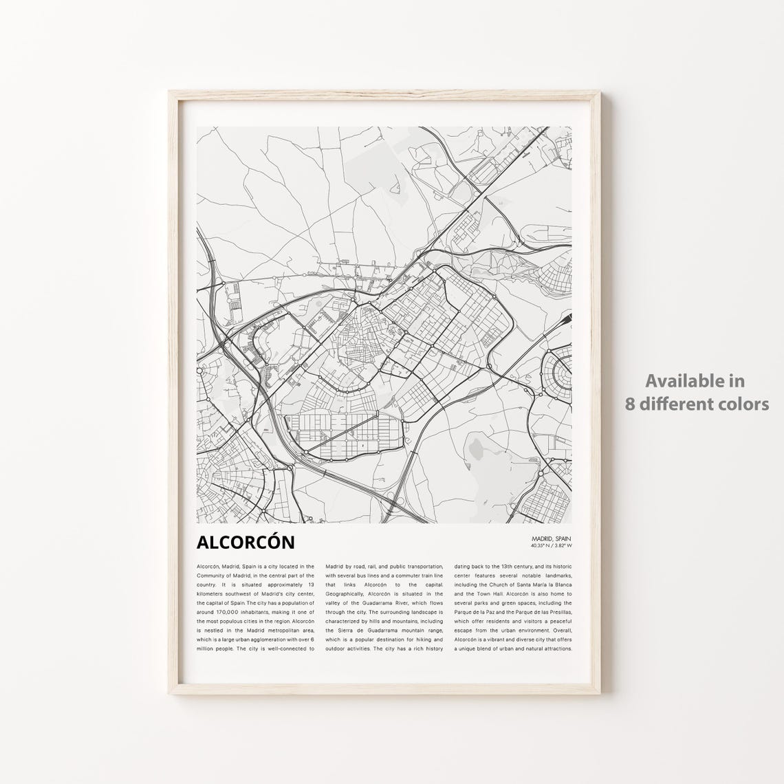 Alcorcn Map Print Travel Wall Decor Art Madrid Housewarming Gift Poster Minimal