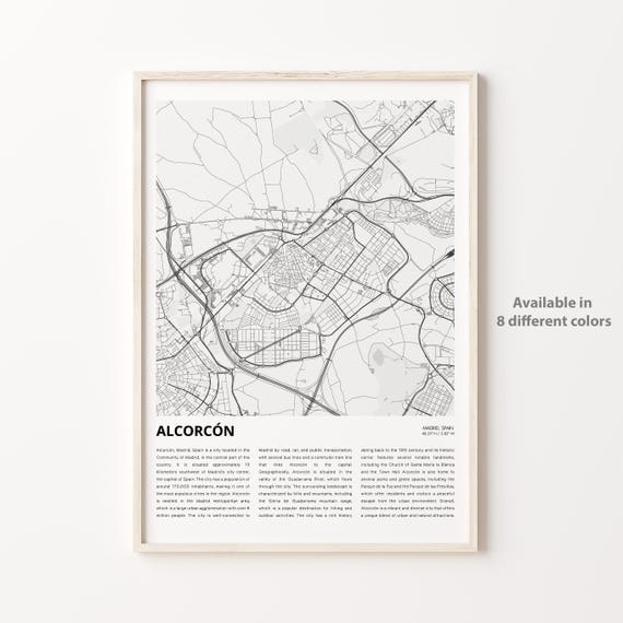 Alcorcn Map Print Travel Wall Decor Art Madrid Housewarming Gift Poster Minimal