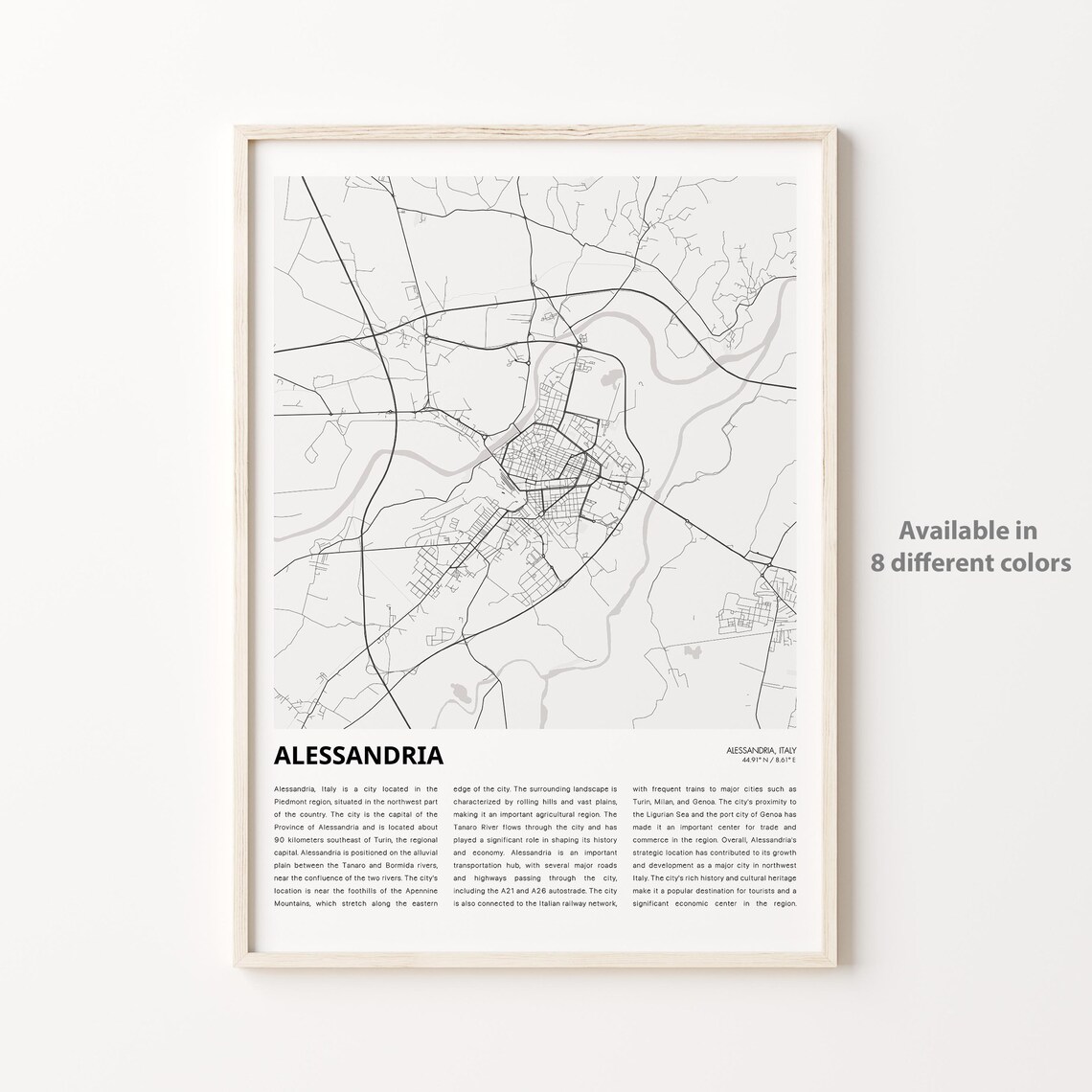 Alessandria Italy City Street Map Minimal Housewarming Poster