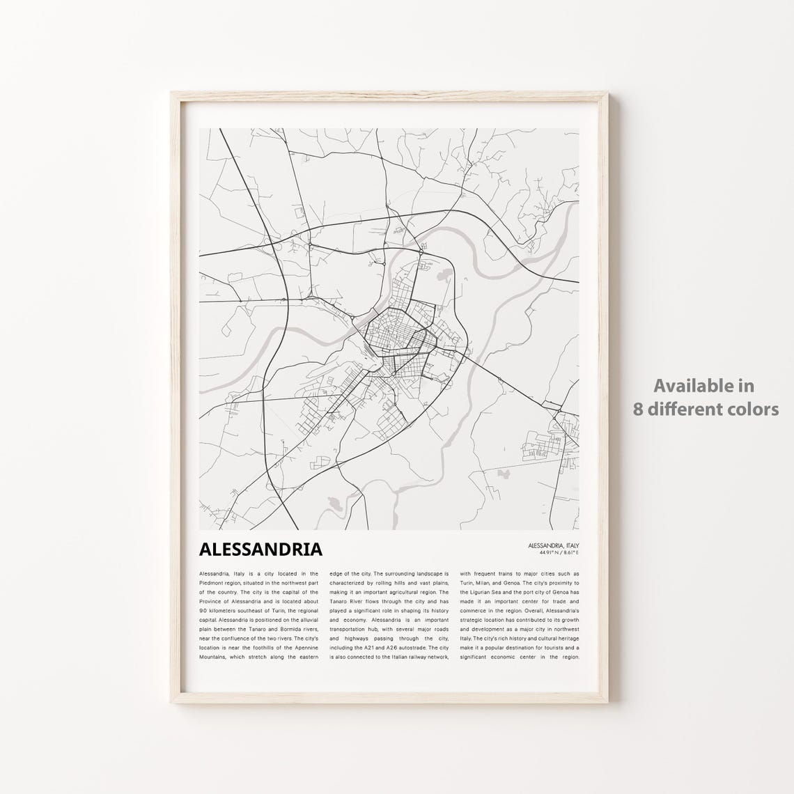 Alessandria Map Print Travel Wall Decor Art Housewarming Gift Poster