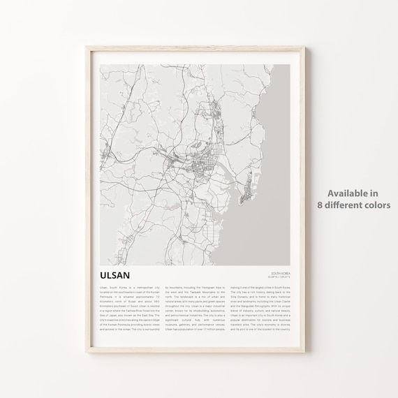 Ulsan South Korea City Street Map Minimalist Black White Art Poster