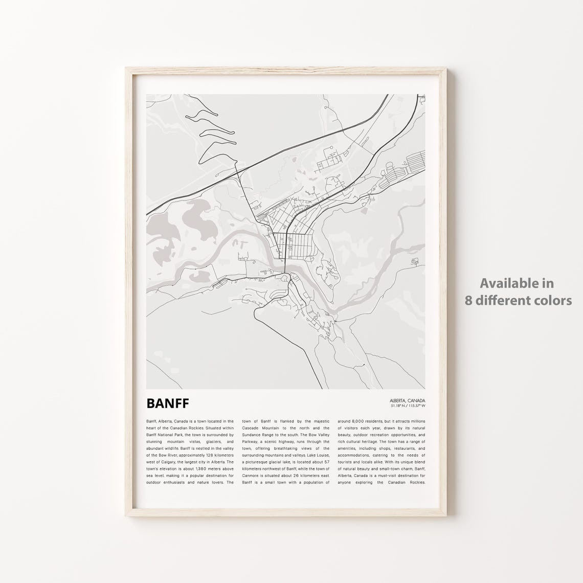 Banff Map Print Travel Wall Decor Art Alberta Housewarming Gift Personalized