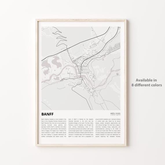 Banff Map Print Travel Wall Decor Art Alberta Housewarming Gift Personalized
