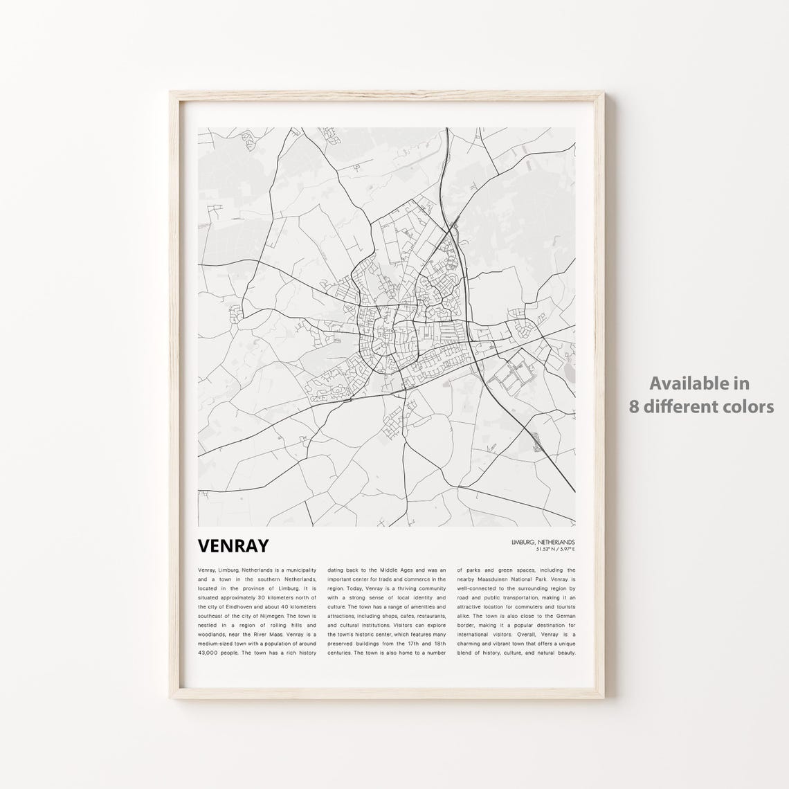 Venray Limburg Netherlands Minimalist City Street Map Poster