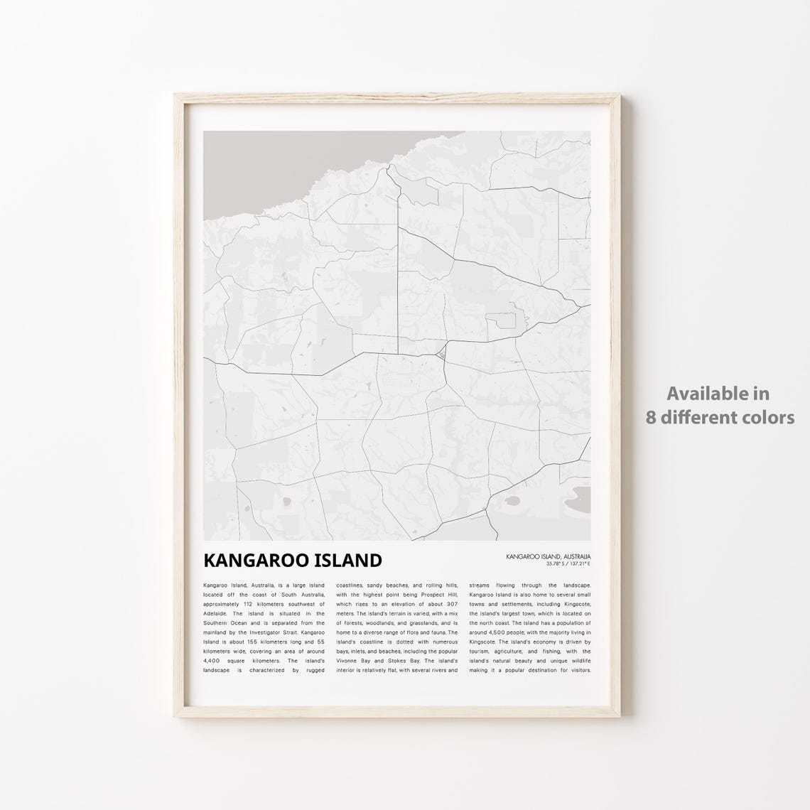 Kangaroo Island Australia Map Minimalist Travel Keepsake Poster