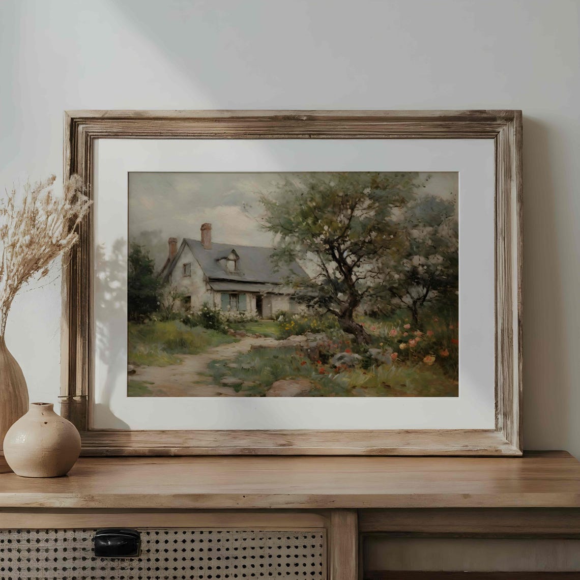 Old Stone Cottage With Blooming Garden Vintage Country Poster - Image 3