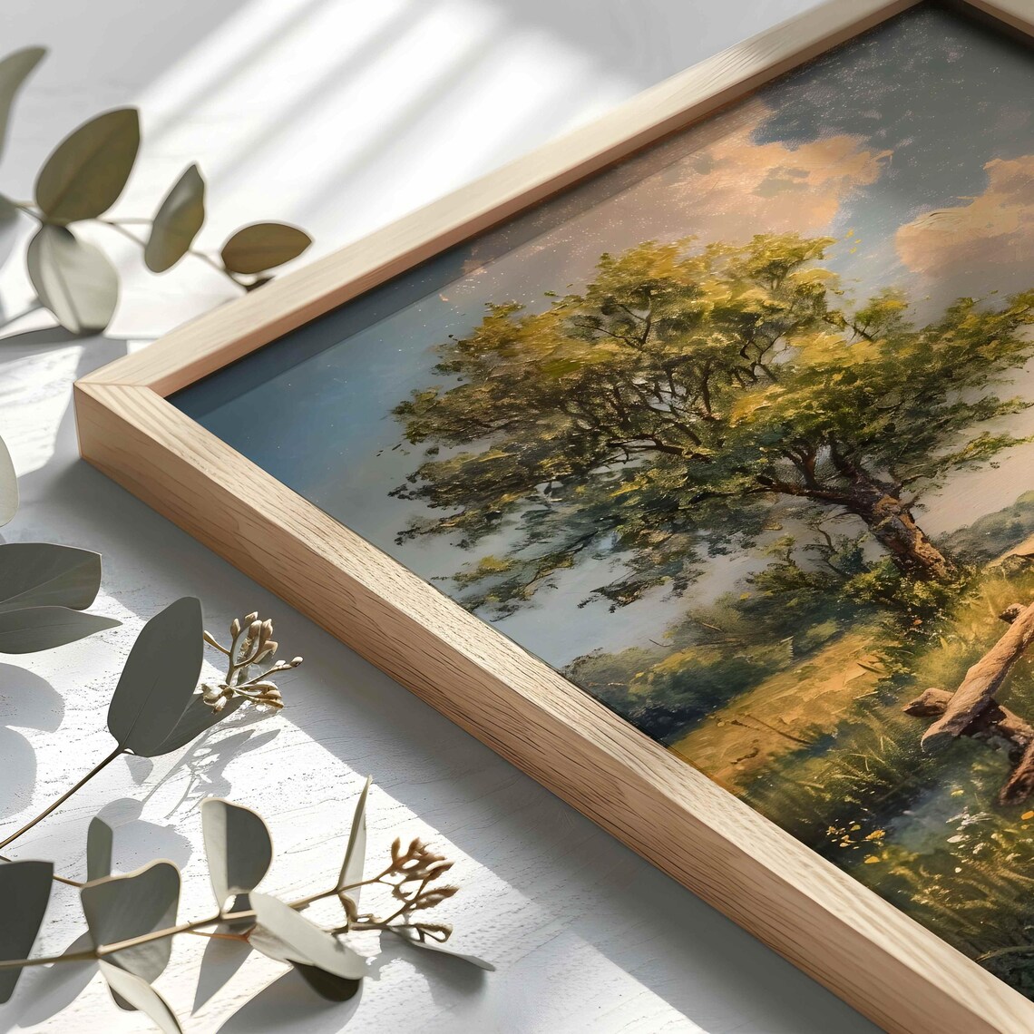 Wooden Footbridge Through Sunny Meadow Vintage Country Poster - Image 2