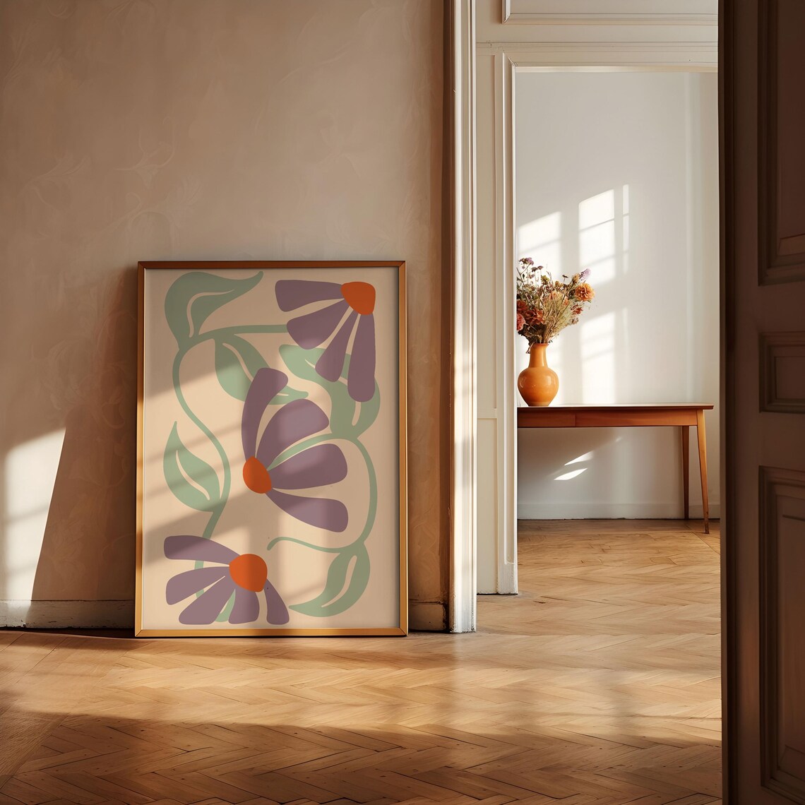 Lilac Groovy Flower Print, Matisse-Inspired Art Print - Image 2
