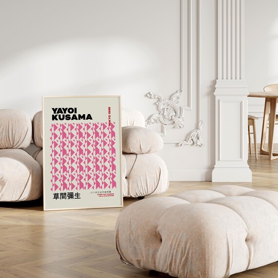 Yayoi Kusama Exhibition Poster Gallery Wall Art Geometric Abstract Print Japanese Decor Printable Minimalist Poster