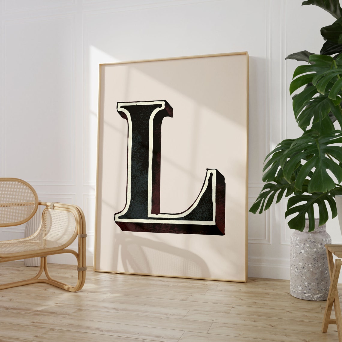 Vintage Initial L Alphabet Art Print