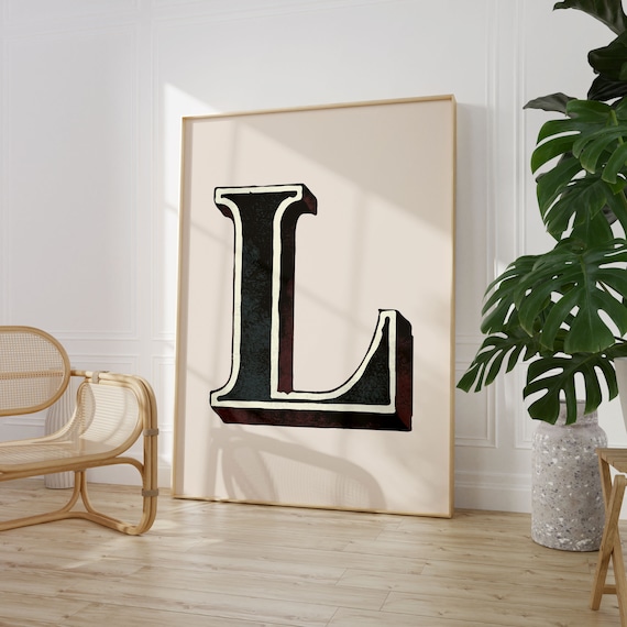 Vintage Initial L Alphabet Art Print