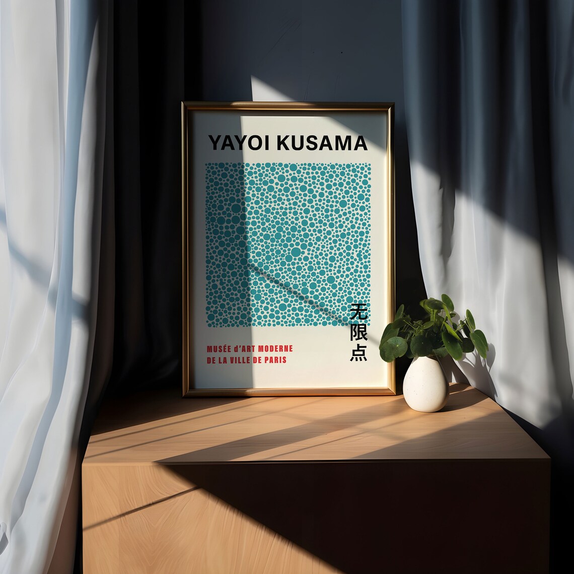 Yayoi Kusama Teal Blue Dot Field Bold Paris Exhibition Art Poster - Image 5