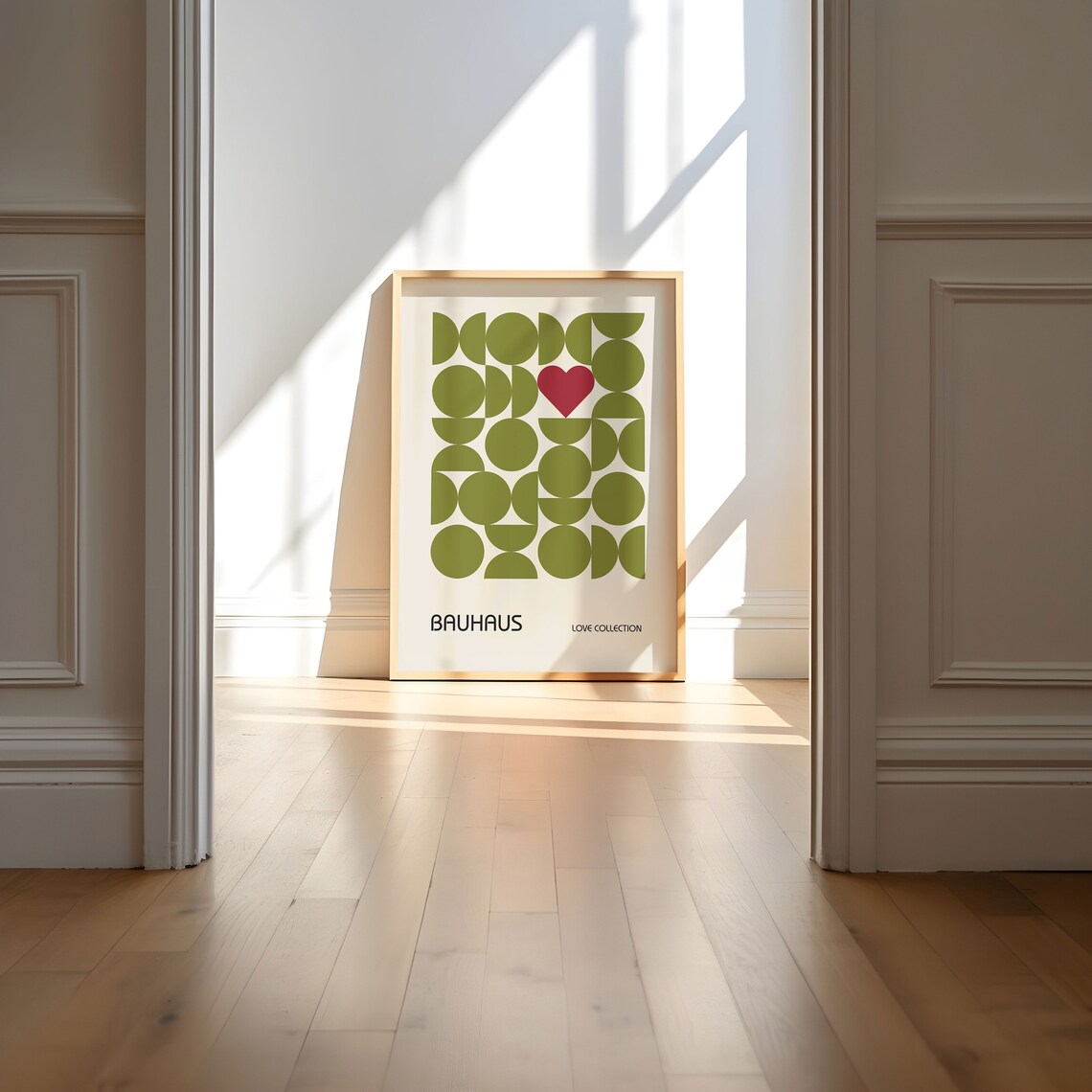 Olive Green Geometric Circle Heart Bauhaus Love Collection Poster - Image 5