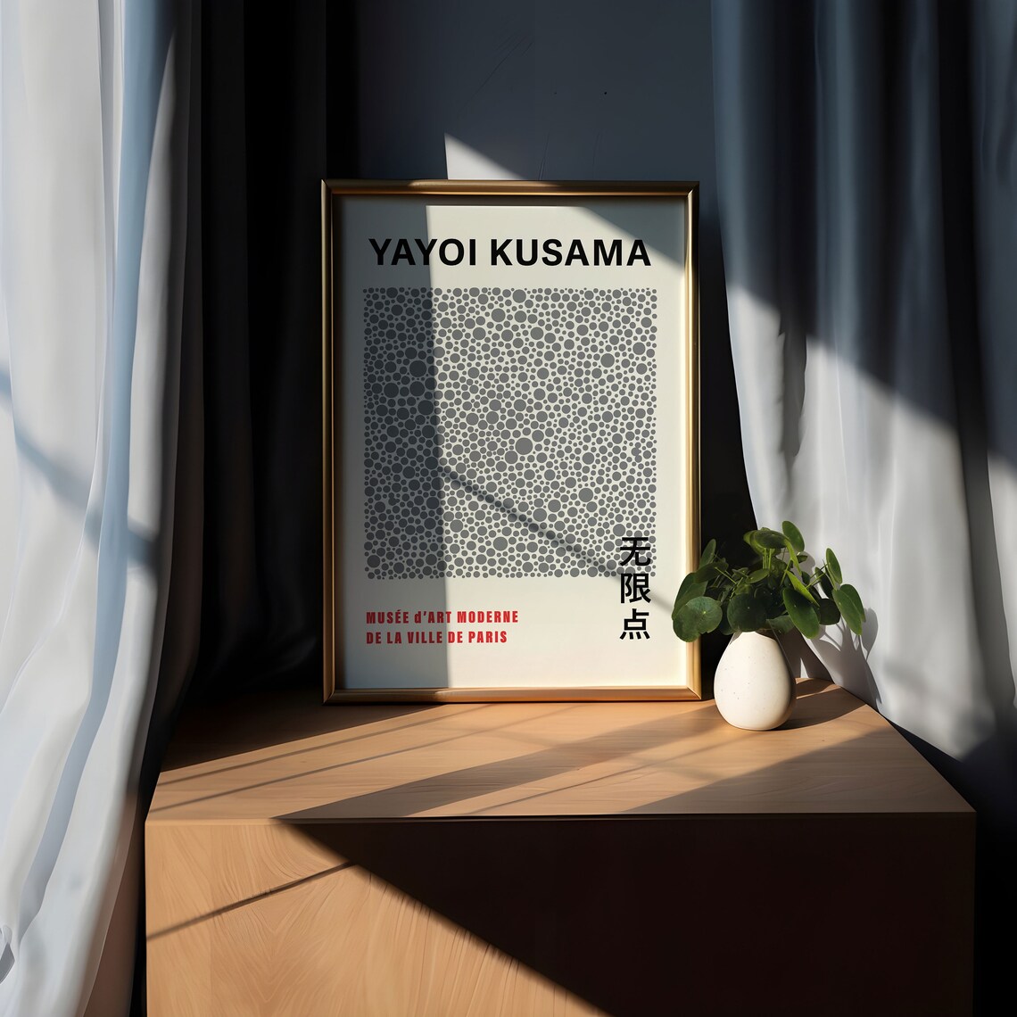 Yayoi Kusama Dark Grey Polka Dot Monochrome Exhibition Art Poster - Image 5