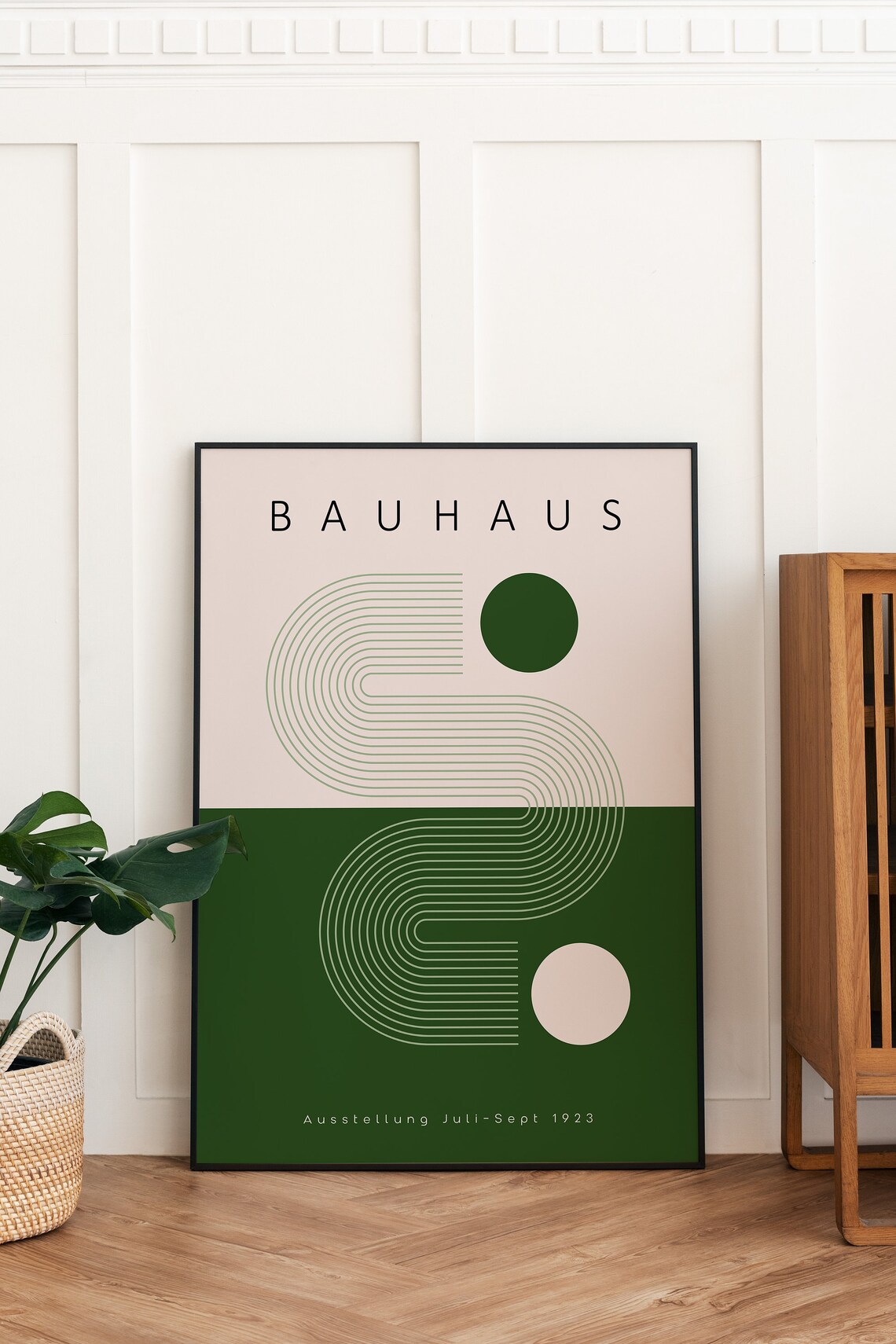 Bauhaus 1923 Exhibition Geometric Abstract Forest Green Vintage Poster - Image 4