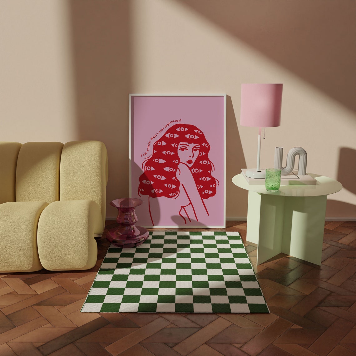 Pink Empowering Woman Pop Art Quote with Watching Eyes Poster - Image 5