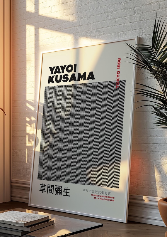 Yayoi Kusama Tokyo 1998 Black Chevron Pattern Exhibition Art Poster