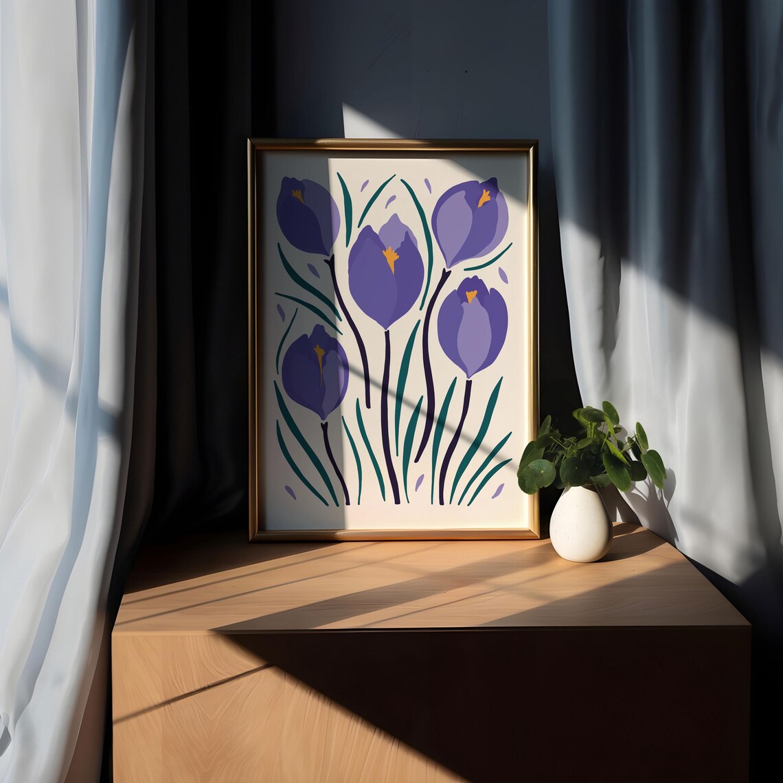 Purple Crocus Blossom Maximalist Flower Market Illustration Poster - Image 5