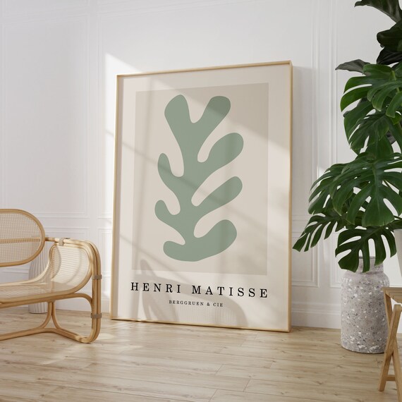 Matisse Sage Green Poster Matisse Cutouts Print Matisse Flower Poster Sage Green Wall Decor Minimalist Wall Art