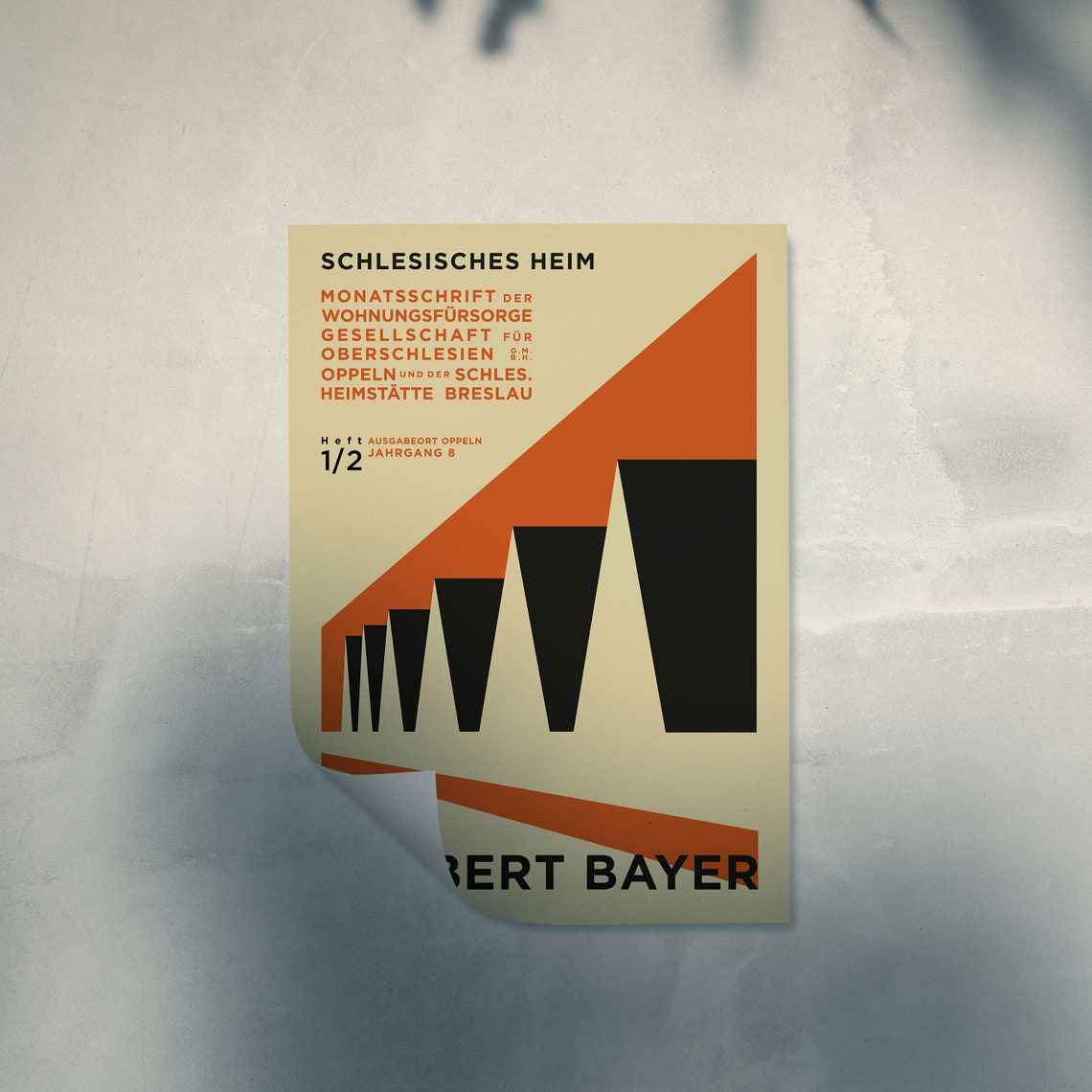 Herbert Bayer Schlesisches Heim Orange Geometric Bauhaus Poster - Image 2