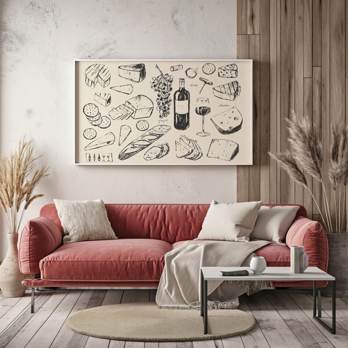Wine And Cheese Kitchen Art Print, French Dining Decor - Image 4
