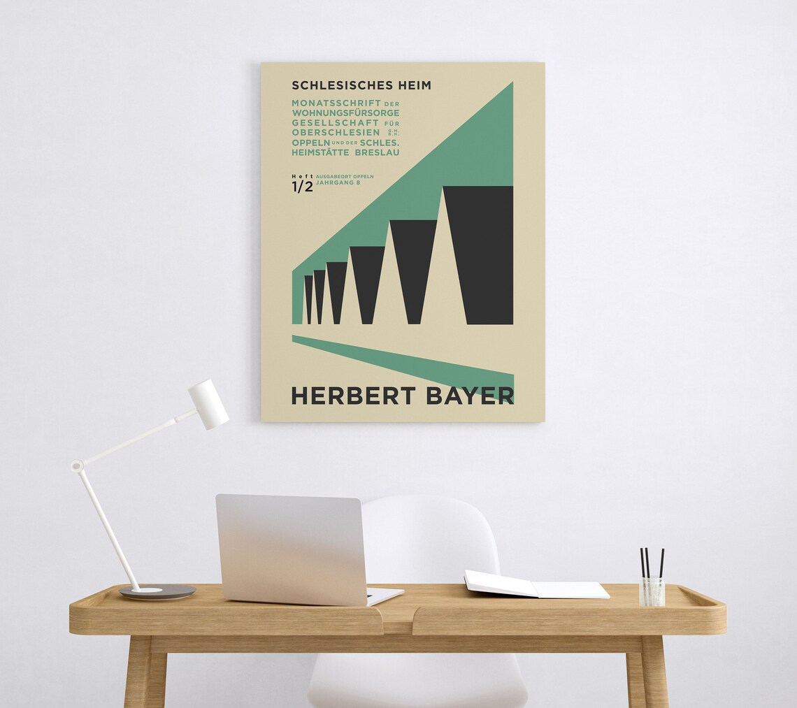 Herbert Bayer Schlesisches Heim Green Geometric Bauhaus Poster - Image 5