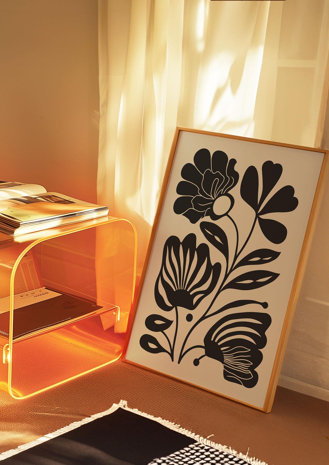 Black Bloom Botanical Abstract Poster in Matisse Cut-Out Style - Image 2