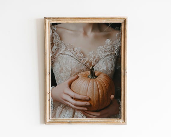 Victorian Woman With Pumpkinbaroque Wall Art Dark Academia Decorrenaissance Prints Moody Antique Artdagger Printaltered Print
