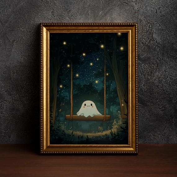 Cute On The Swing Halloween Wall Artdark Academia Home Decorhalloween Indoor Decorfall Decorationspooky Artsingle Poster