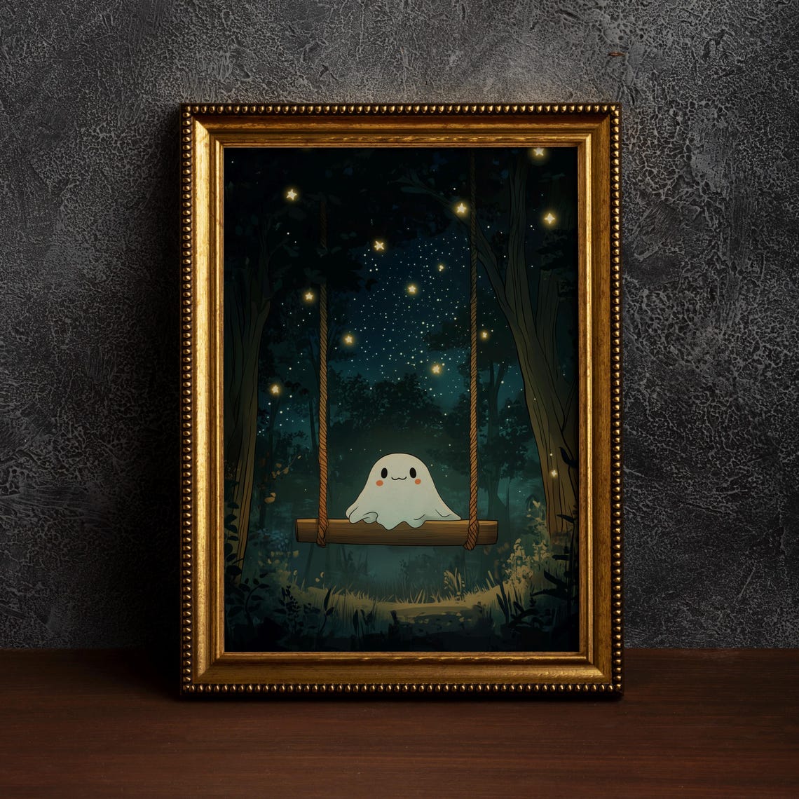 Cute On The Swing Halloween Wall Artdark Academia Home Decorhalloween Indoor Decorfall Decorationspooky Artsingle Poster
