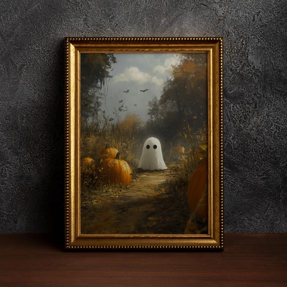 And Jack O Lanterns Halloween Wall Art Print Oil Paint Spooky Decorhaunted House Artfall Decorseasonal Decorsingle Poster