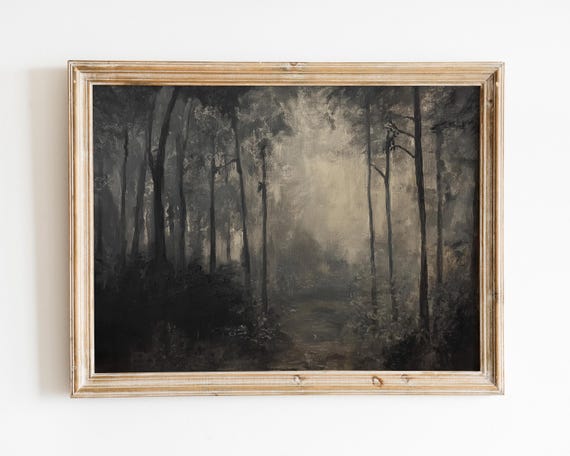 Antique Moody Charcoal Tree Art Print