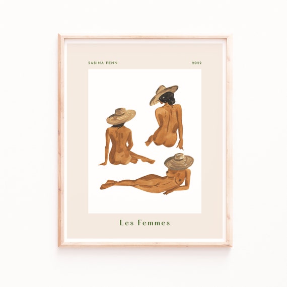 Les Femmes Poster Print Figure Studies Art Print Nude Portrait Watercolor Feminine Minimalist Boho Painting Sabina Fenn Illustration