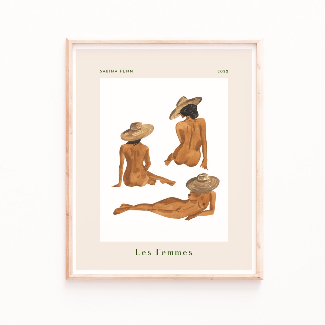 Les Femmes Poster Print Figure Studies Art Print Nude Portrait Watercolor Feminine Minimalist Boho Painting Sabina Fenn Illustration