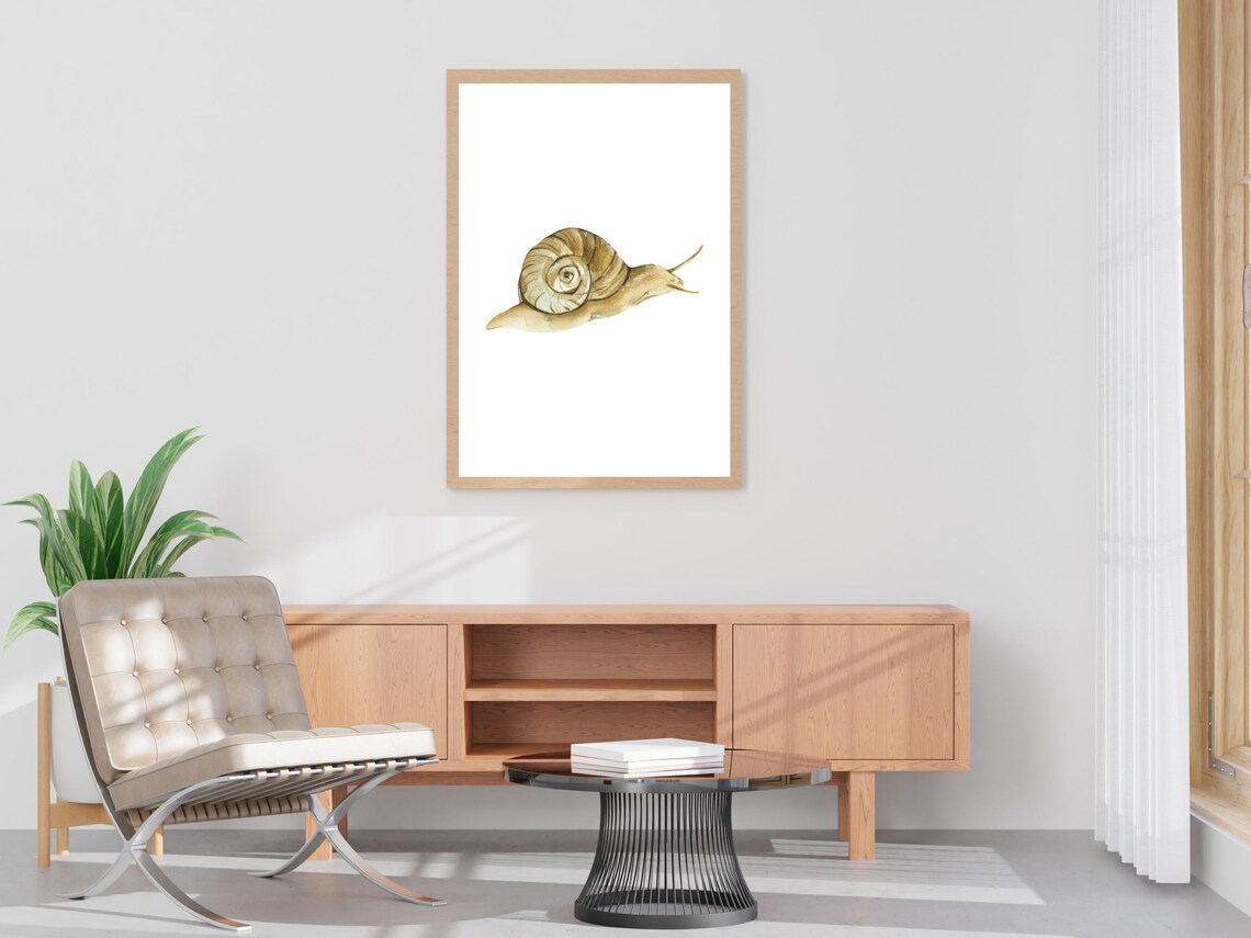 Garden Snail Watercolor Painting Woodland Insect Cute Nursery Print - Image 4