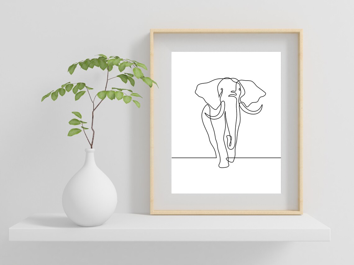 Elephant Line Art Minimalist Nursery Art Print - Image 2