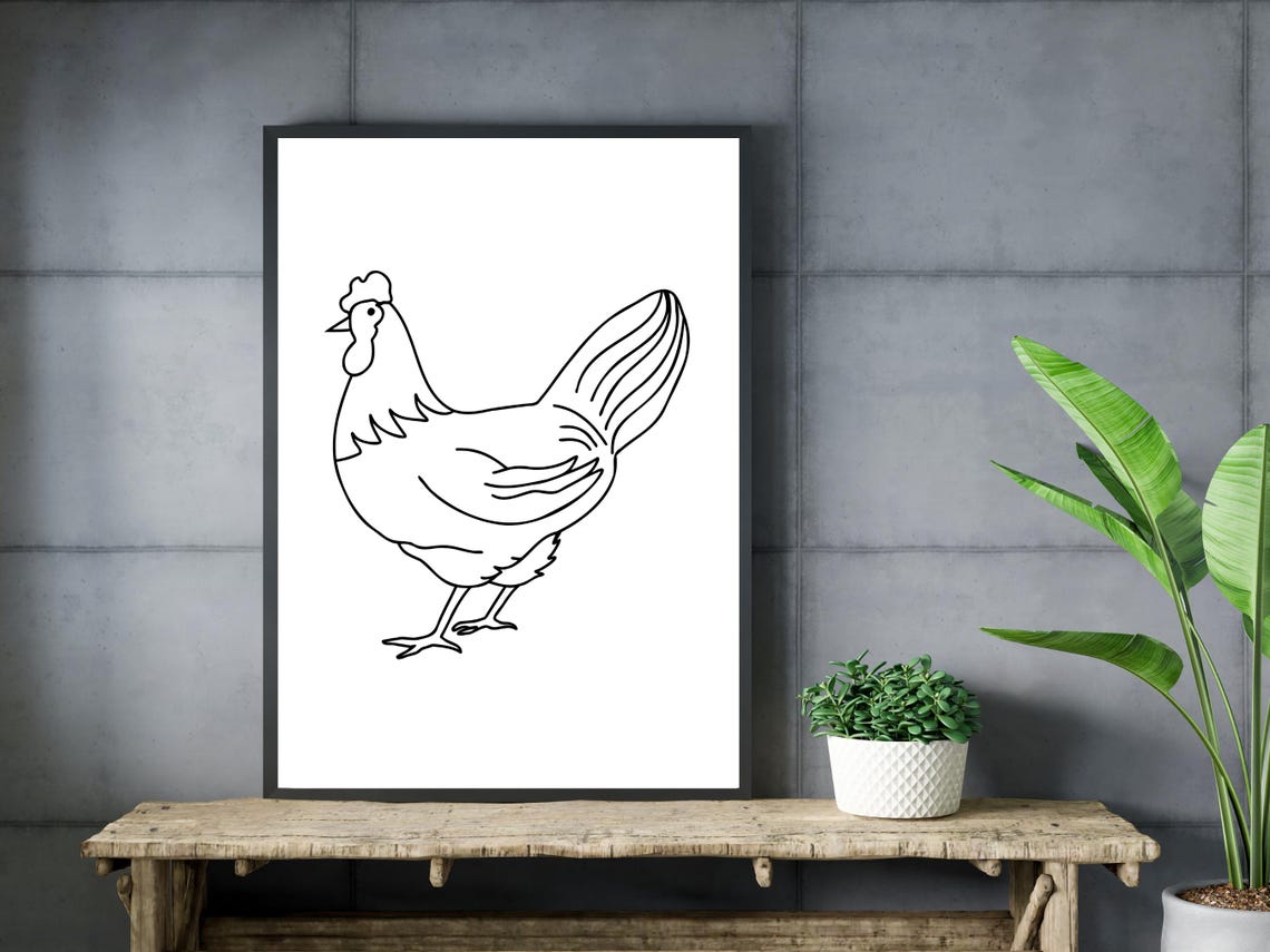 Rooster Chicken Minimalist Single Line Drawing Farm Art Poster - Image 3