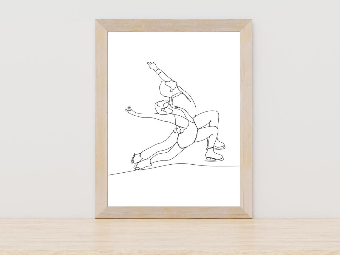 Pairs Figure Skating Dramatic Overhead Lift Line Art Sport Poster