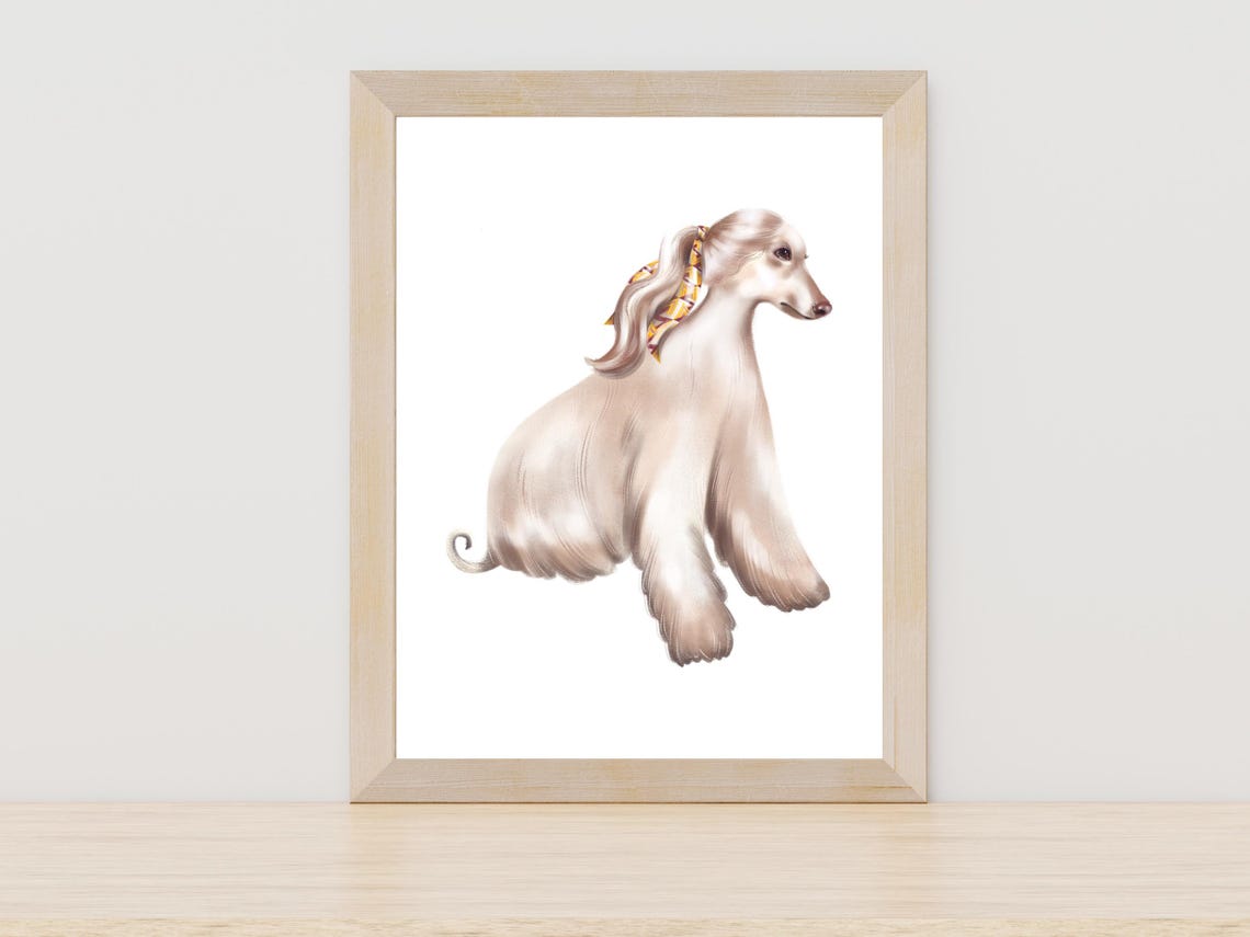 Afghan Hound Watercolor Painting Elegant Dog Portrait Pet Lover Poster