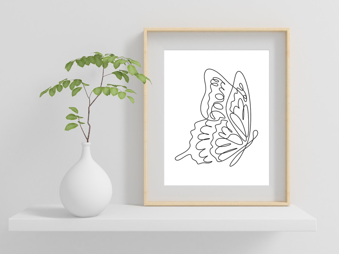 Butterfly Line Art Minimalist Wall Art Print - Image 2